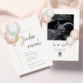 Rosa & Blue Balloon Gender Reveal-babydusch Inbjudningar