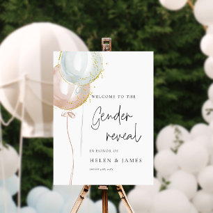 Rosa & Blue Balloon Gender Reveal-babydusch Poster