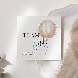 Rosa & Blue Balloon Gender Reveal Team Girl Pappersservett