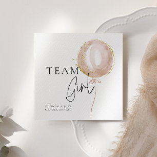 Rosa & Blue Balloon Gender Reveal Team Girl Pappersservett