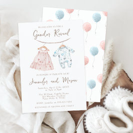 Rosa Blue Barnkläders Boho Gender Reveal Inbjudningar