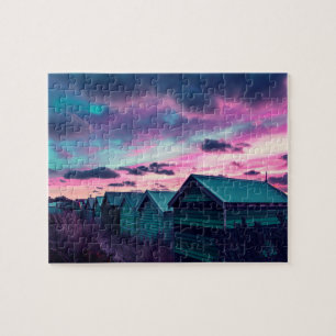 Rosa Blue Beach Sunset Pussel