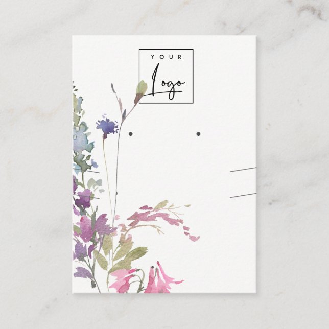 Rosa  Blue Bell Blommigt Bunch Earring Necklace Visitkort (Framsida)