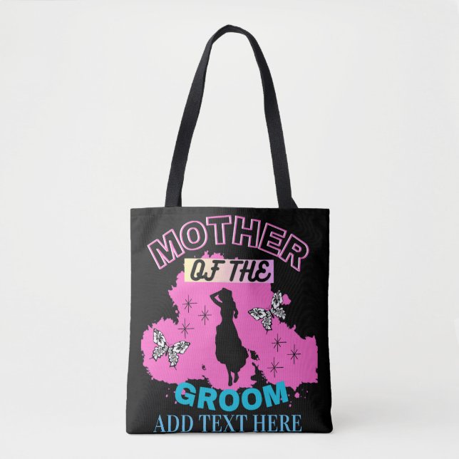 Rosa Blue & Black Mor i Groom Tote Bag Tygkasse (Framsida)