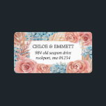 Rosa Blue Blommigt Boho Bröllop Mailing Adressetikett<br><div class="desc">Denna Boho-contemporary är en blandning av dammig rosa ros och blå vattenskotrar med torkad neutralt handflatan löv. En dubbla guld-rektangulär ram ge är dess struktur. Vet och färglöst är det perfekt att märka ut sommarvita kuvert. Det är designat att samordna med mina inbjudningspaket för sommartid Chic. Om du behöver hjälp...</div>