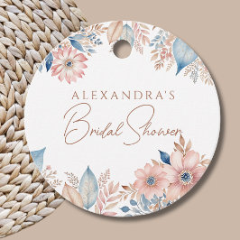 Rosa Blue Blommigt Boho Chic Möhippa Tack Gåvor Etiketter