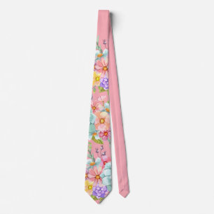 Rosa Blue blommigt bröllop Neck Tie Slips