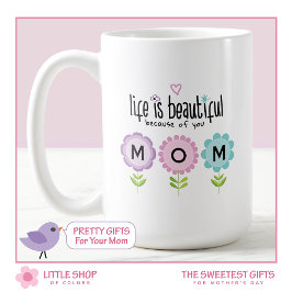 Rosa Blue Blommigt Life är vackert Mors dag Kaffemugg