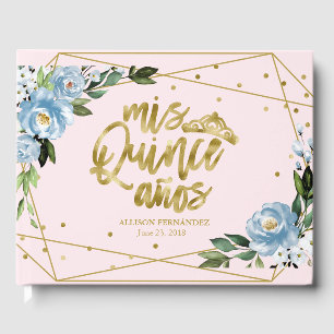 Rosa Blue Blommigt Quinceanera Gästböcker