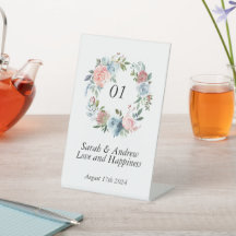 Rosa Blue Boho Greenery Wandan Bröllop Bord