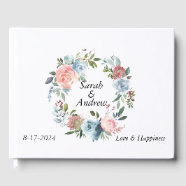 Rosa Blue Boho Greenery Wandey Bröllop Gästböcker