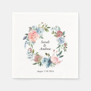 Rosa Blue Boho Greenery Wandey Bröllop Pappersservett