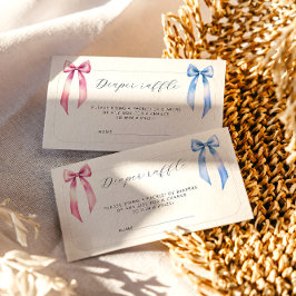 Rosa Blue Bow Diaper Raffle Biljett Baby Shower Tilläggskort