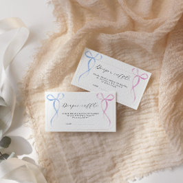 Rosa Blue Bow Diaper Raffle Biljett Baby Shower Tilläggskort