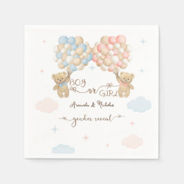 Rosa Blue Boy Girl Bear Balloons Gender Reveal Pappersservett