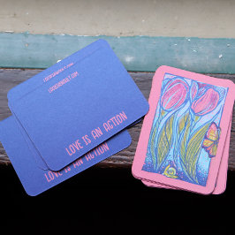 Rosa Blue Butterfly Snigel Tulips Vår Garden Visitkort