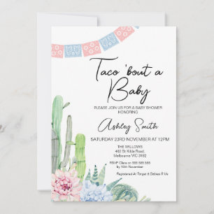 Rosa Blue Cactus Taco om en Baby Baby Shower Inbjudningar