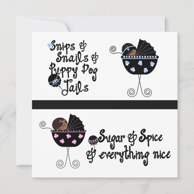 Rosa Blue Carriage African American Reveal Party Inbjudningar (Framsida)