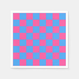 Rosa Blue Checkered Mönster Pappersservett