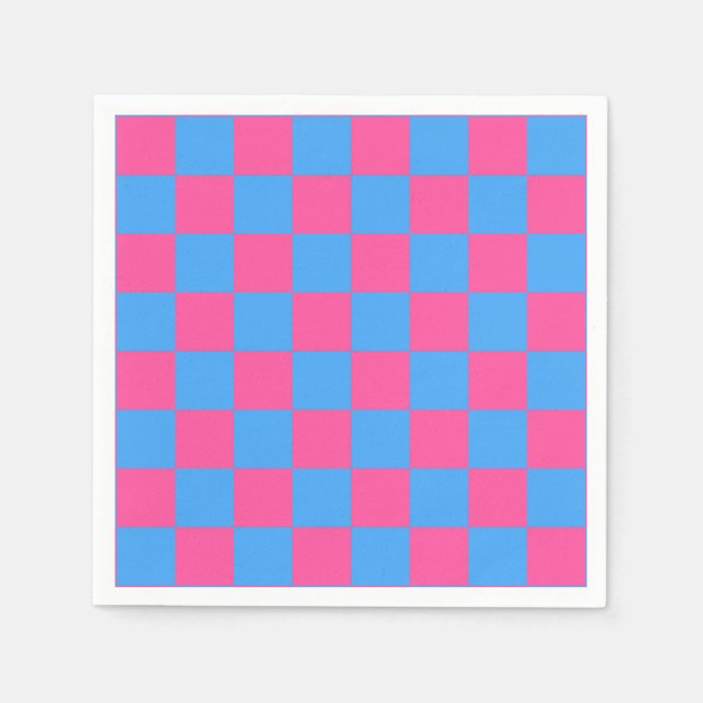 Rosa Blue Checkered Mönster Pappersservett (Framsidan)
