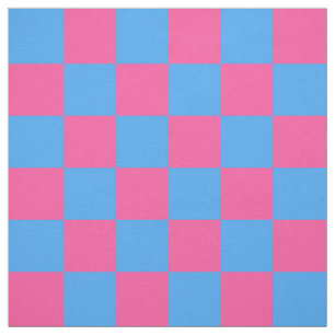 Rosa Blue Checkered Mönster Tyg
