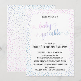Rosa Blue Confetti Typography Baby Sprinkle Inbjudningar