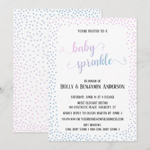 Rosa Blue Confetti Typography Baby Sprinkle Inbjudningar