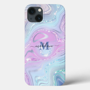 Rosa Blue Crystal Marble Iridescent Agate