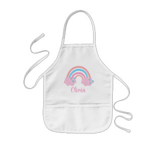 Rosa Blue Cute Rainbow Hearts Kids Barnförkläde