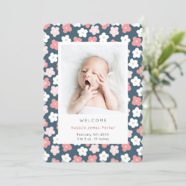 Rosa Blue Daisy Flower | Cute Simple Birth Meddelande