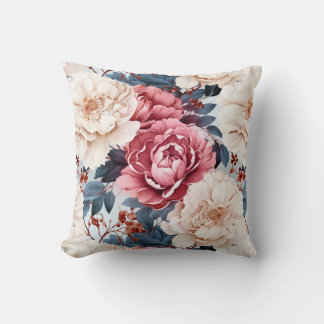 Rosa Blue elegant blommigt ro mönster Kudde