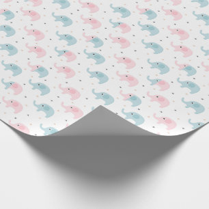 Rosa Blue Elephants Flicka Boy Shower Presentpapper
