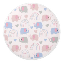 Rosa Blue Elephants Rainbows Baby Nursery Knopp