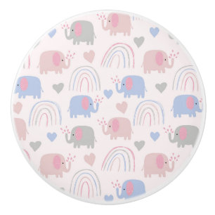 Rosa Blue Elephants Rainbows Baby Nursery Knopp