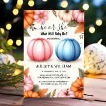 Rosa Blue Fall Girl Pumpkin Gender Reveal