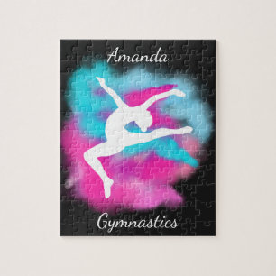 Rosa Blue Färg Bomb i Gymnastics Leap med Namn Pussel