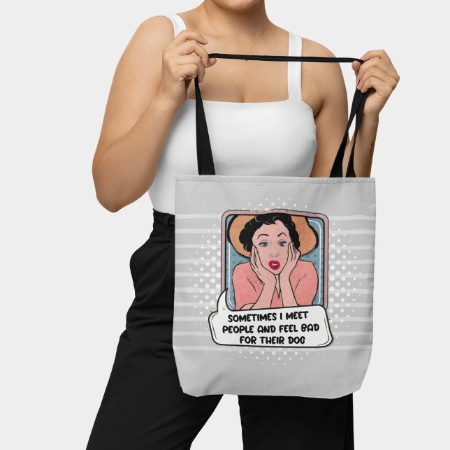 Rosa Blue Feminist Retro Pop Art Funny fras Tygkasse (Skapare uppladdad)
