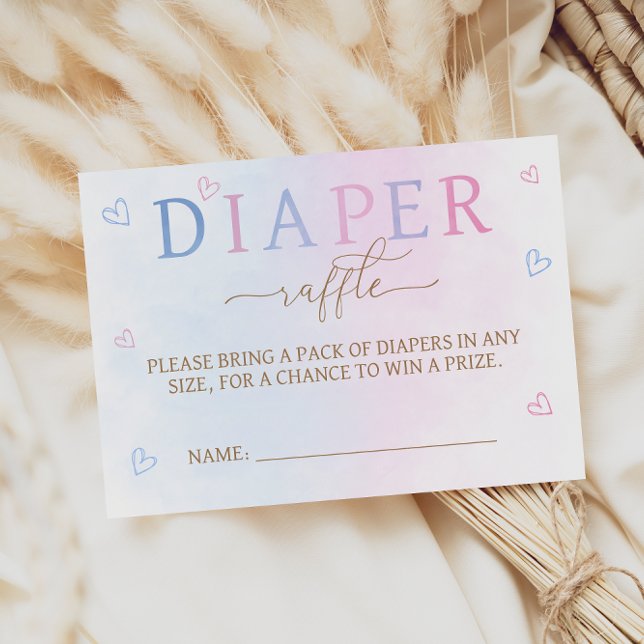 Rosa Blue Gender Reveal Baby Shower Diaper Raffle Tilläggskort (Skapare uppladdad)
