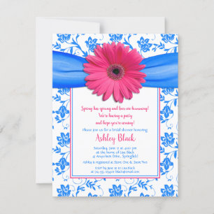 Rosa Blue Gerbera Daisy Inbjudningskort för möhipp
