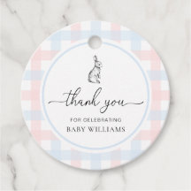 Rosa Blue Gingham Bunny Rabbit Baby Shower