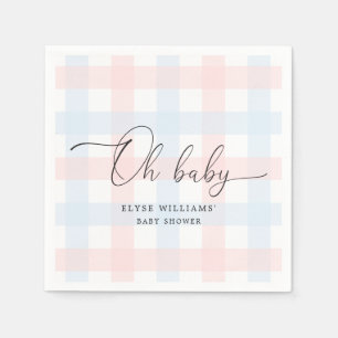 Rosa Blue Gingham Oh Baby Pappersservett