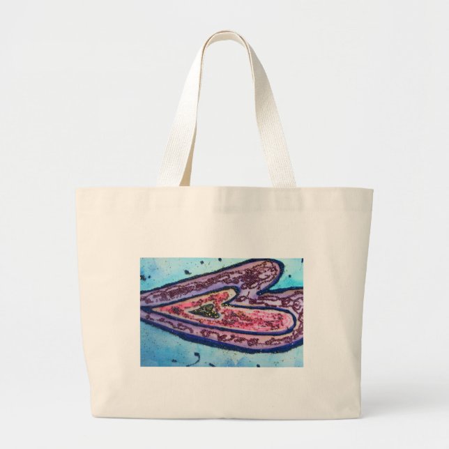 Rosa Blue Glitter Hearts Art CustomTote Bag Jumbo Tygkasse (Framsidan)