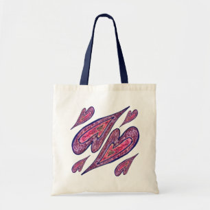 Rosa Blue Glitter Hearts Art CustomTote Bag Tygkasse