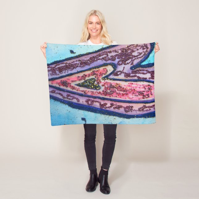 Rosa Blue Glitter Hearts Art Ull Throw Blanket Fleecefilt (På plats)