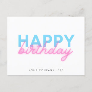 Rosa Blue Glowing Neon Business Birthday Vykort