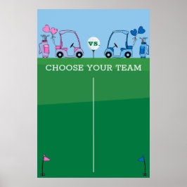Rosa Blue Golf Gender Reveal Game, avsluta omröstn Poster