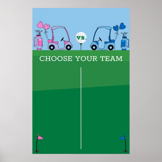 Rosa Blue Golf Gender Reveal Game, avsluta omröstn Poster (Framsidan)