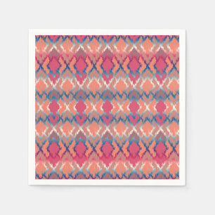 Rosa Blue Gradient Geo Tribal Ikat Diamond Mönster Pappersservett