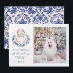 Rosa & Blue GrandMillennium Damask Santa W/ Photo Inbjudningar<br><div class="desc">Det här julkortet har en liten årtusendesformgivning med rosa och blå tomten. Grund har en blå text som säger "God jul". Du kan anpassa dig med namn och år. Baksidan har ett samordnat mörk blått fuktmönster.</div>