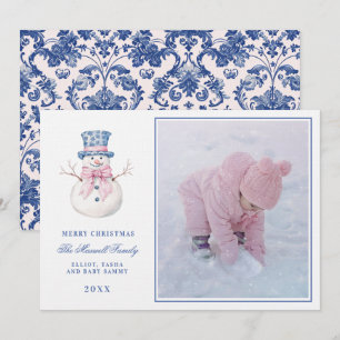 Rosa & Blue GrandMillennium Damask Snögubbe Photo Inbjudningar